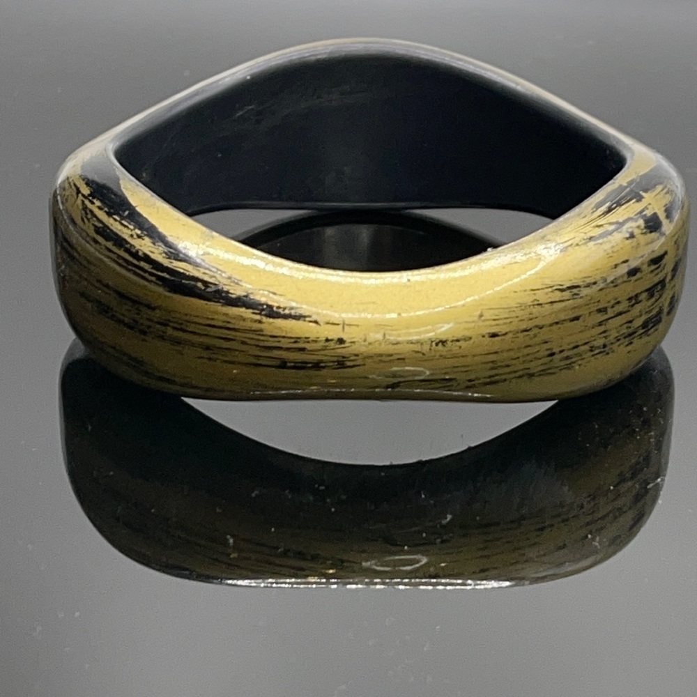 Black and Gold Painted Wood Bangle Bracelet